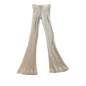 Free People Ribbed Flare Bell Bottom Leggings Pants Grey XS Boho stretch retro